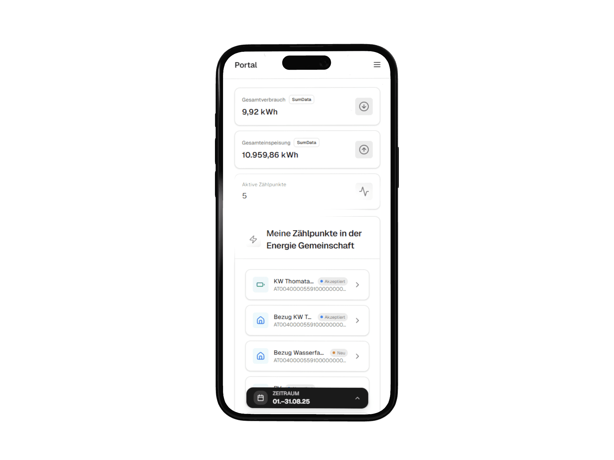 BillWise Mitgliederportal auf einem Smartphone